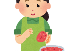 ハンバーグを作る女性のイラスト