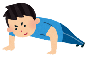 腕立て伏せをする男性のイラスト（筋トレ）