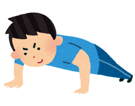 腕立て伏せをする男性のイラスト（筋トレ）